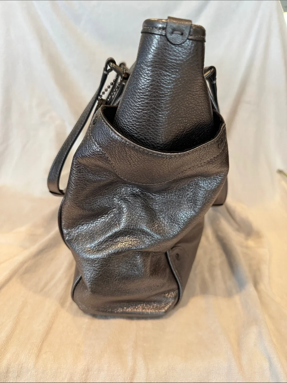 Coach Metallic Charcoal Leather Tote